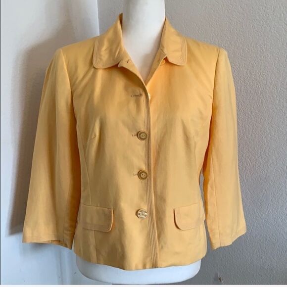 Norton McNaughton Yellow Linen Jacket 6 3/4 Sleeve - Picture 1 of 7